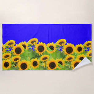 Serviette de plage avec tournesols jaunes