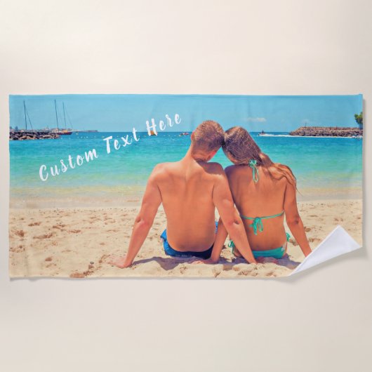 Serviette de plage avec votre photo préférée et te (Devant)