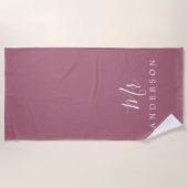 Serviette De Plage Avenir Chic M. Purple Cassis Monogramme (Devant)