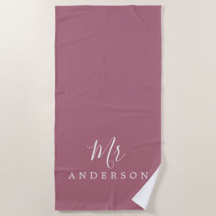 Serviette De Plage Avenir Chic M. Purple Cassis Monogramme