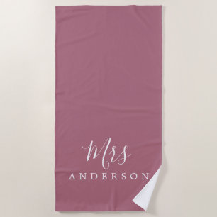 Serviette De Plage Avenir Chic Mme Purple Cassis Monogramme