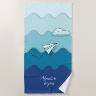 Serviette De Plage Avion papier L'aventure commence Sport, Actif,