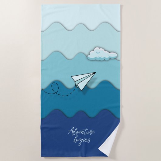 Serviette De Plage Avion papier | L'aventure commence Sport, Actif, (Devant)