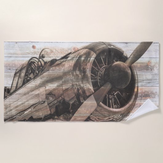 Serviette De Plage Avion Vintage (Devant)