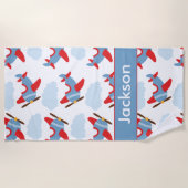 Serviette De Plage Avions personnalisés de garçon (Devant)