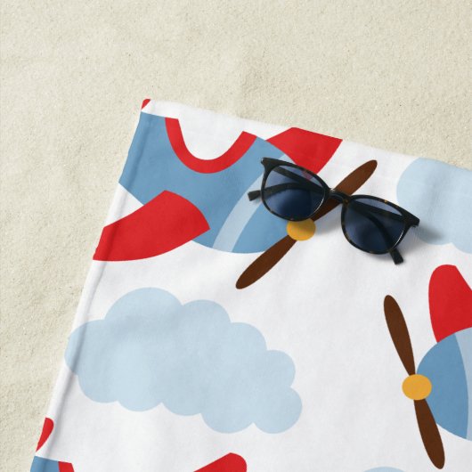 Serviette De Plage Avions personnalisés de garçon (En situation)