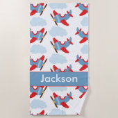 Serviette De Plage Avions personnalisés de garçon (Devant)