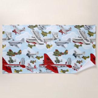 Serviette De Plage Avions rétro caricaturés