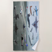 SERVIETTE DE PLAGE AVIONS SUR UN CIEL BLEU DE LA CAROLINE (Devant)