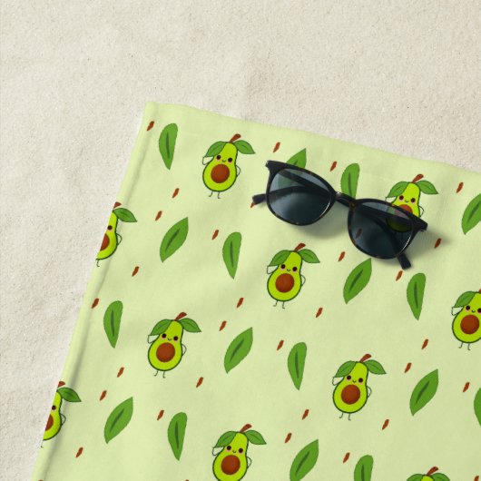 Serviette De Plage Avocat Cute kawaii vert (En situation)
