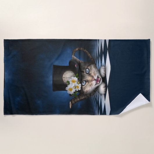 Serviette De Plage Awesome Mad Hatter Teapot Chat Conception Whimsica (Devant)