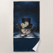 Serviette De Plage Awesome Mad Hatter Teapot Chat Conception Whimsica (Devant)