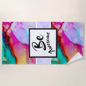 Serviette De Plage Awesome rose et turquoise Aquarelle Abstraite (Devant)