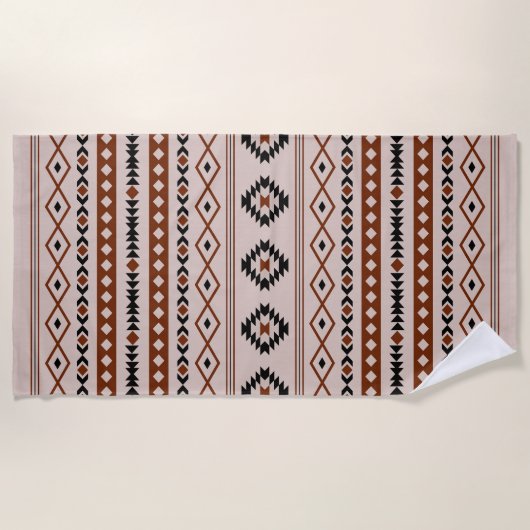 Serviette De Plage Aztec Black Browns Taupe Mixte Motifs Motif (Devant)
