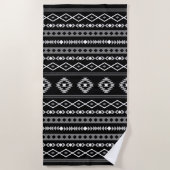 Serviette De Plage Aztec blanc gris noir Motifs mélangés Motif (Devant)