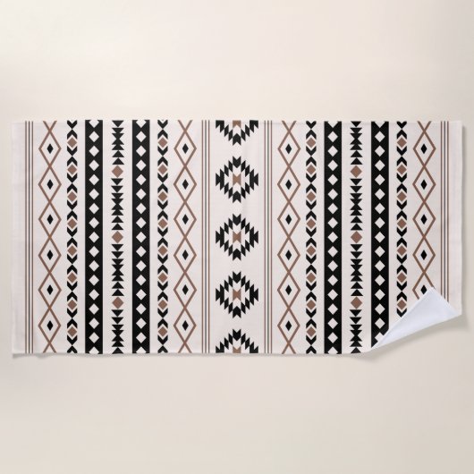 Serviette De Plage Aztec Brown Crème Noire Mixte Motifs Motif (Devant)