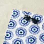 Serviette De Plage Aztec Cercle grec Clé mal Motif oeil bleu (En situation)