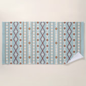 Serviette De Plage Aztec Forme Gros Motif Rusts Crème Turquoise-Bleu (Devant)