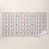 Serviette De Plage Aztec Formes Motif rouille crème Turquoise (Devant)