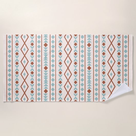Serviette De Plage Aztec Formes Motif rouille crème Turquoise (Devant)