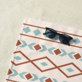 Serviette De Plage Aztec Formes Motif rouille crème Turquoise (En situation)