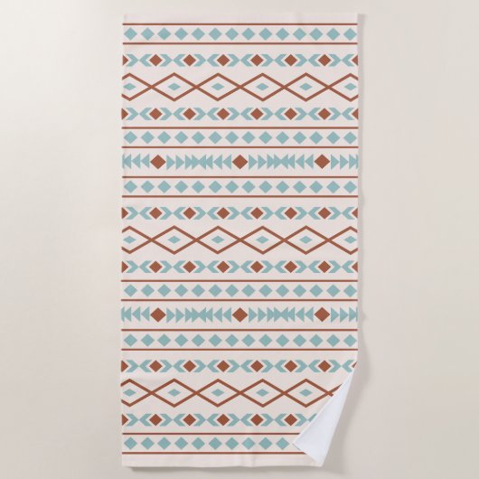 Serviette De Plage Aztec Formes Motif rouille crème Turquoise (Devant)