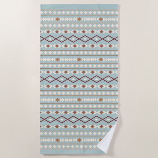 Serviette De Plage Aztec Formes Motif Rusts Crème Turquoise-Bleu (Devant)