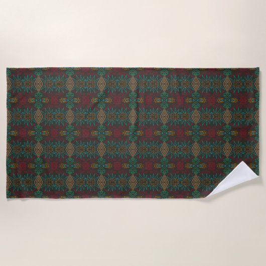 Serviette De Plage Aztec Native American Geometric Lined Pattern Art (Devant)