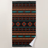 Serviette De Plage Aztec Rusts Turquoise Noir Motifs mélangés Motif (Devant)