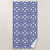 Serviette De Plage Azulejo Espagnol Traditionnel Bleu et Blanc (Devant)