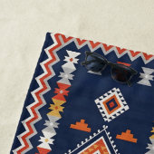 Serviette De Plage Azure Navy and Terracotta Geometric Tribal (En situation)
