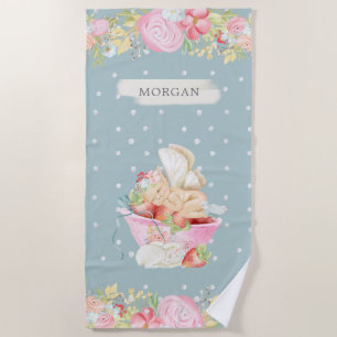 Serviette De Plage baby fairy joli jardin enchanté monogram plage t