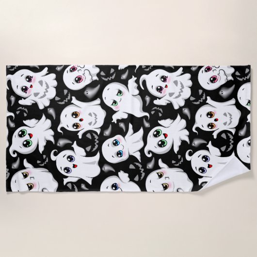 Serviette De Plage Baby Ghosts Éffrayant mignon Halloween humeur (Devant)