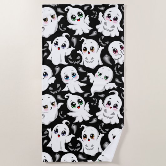 Serviette De Plage Baby Ghosts Éffrayant mignon Halloween humeur (Devant)