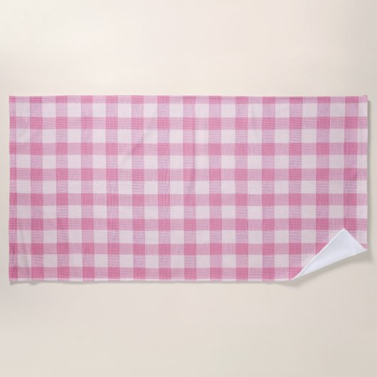 Serviette De Plage Baby Pink Gingham (Devant)