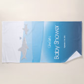 Serviette De Plage Baby shower bleu requin (Devant)