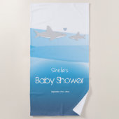 Serviette De Plage Baby shower bleu requin (Devant)
