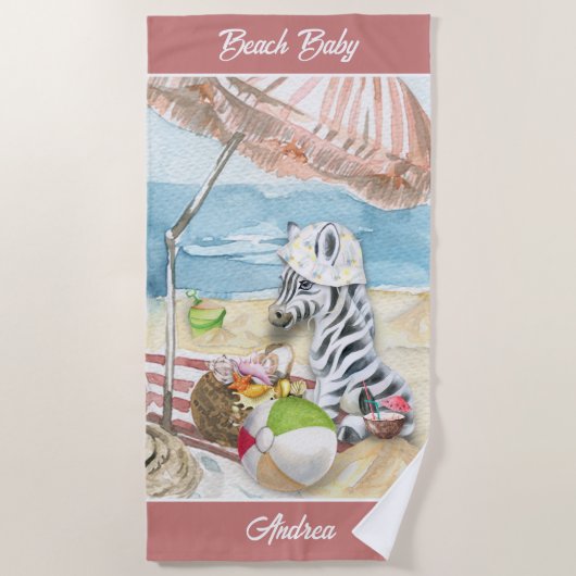 Serviette De Plage Baby Zebra Beach Blanket personnalisée (Devant)