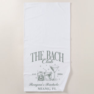 Serviette De Plage Bach Club Personnalisé Bachelorette Retro Cocktail