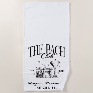 Serviette De Plage Bach Club Personnalisé Bachelorette Retro Cocktail