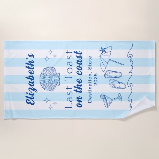 Serviette De Plage Bachelorette Beach Party Dernier Toast Sur La Côte (Devant)