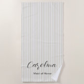 Serviette De Plage Bachelorette Chic Pinstripes Beige Bridesmaid (Devant)