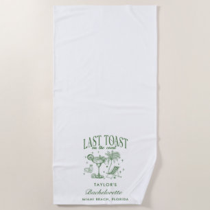 Serviette De Plage Bachelorette Côtière Moderne Cocktail Party Vert