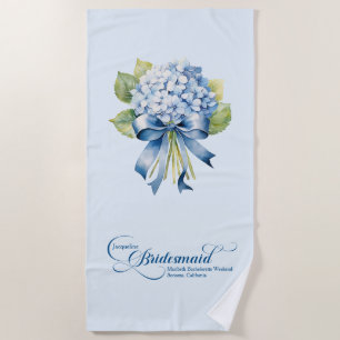 Serviette De Plage Bachelorette de la servante d'honneur Blue Hydrang