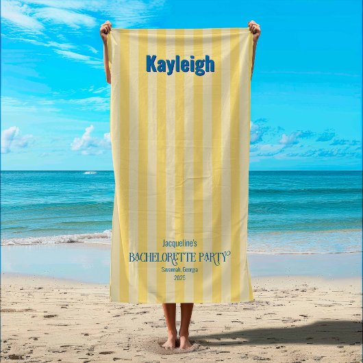 Serviette De Plage Bachelorette de voyage en bande côtière jaune