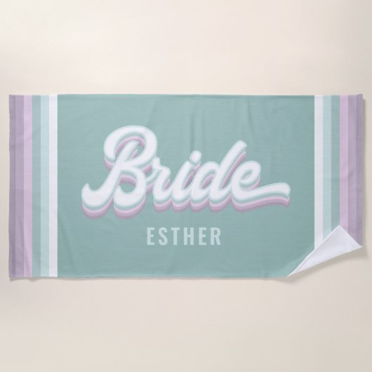 Serviette De Plage Bachelorette mariage pastel branché des années 80 (Devant)