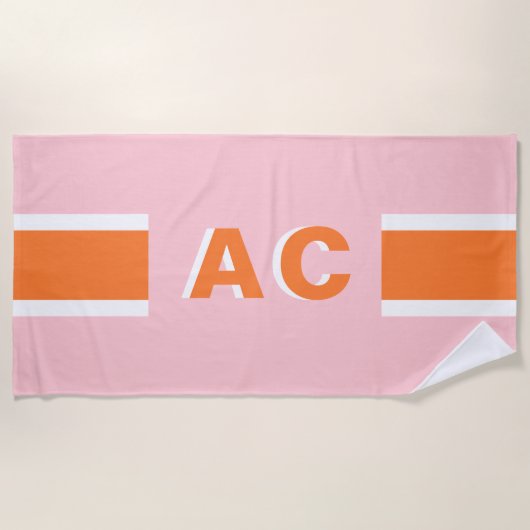 Serviette De Plage Bachelorette minimaliste Monogramme Rétro (Devant)