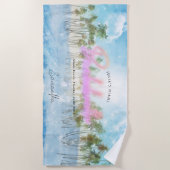 Serviette De Plage Bachelorette Palmiers Tropicaux Neon | Monogramme (Devant)