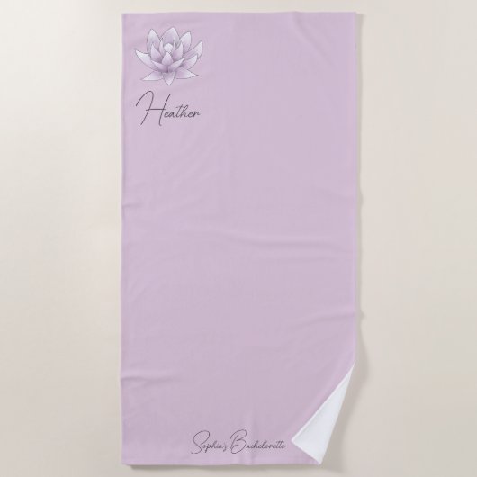 Serviette De Plage Bachelorette Parti rose Lotus Nommé (Devant)