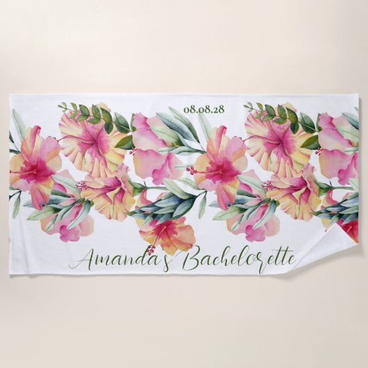 Serviette De Plage Bachelorette personnalisée Fleurs Petunia (Devant)